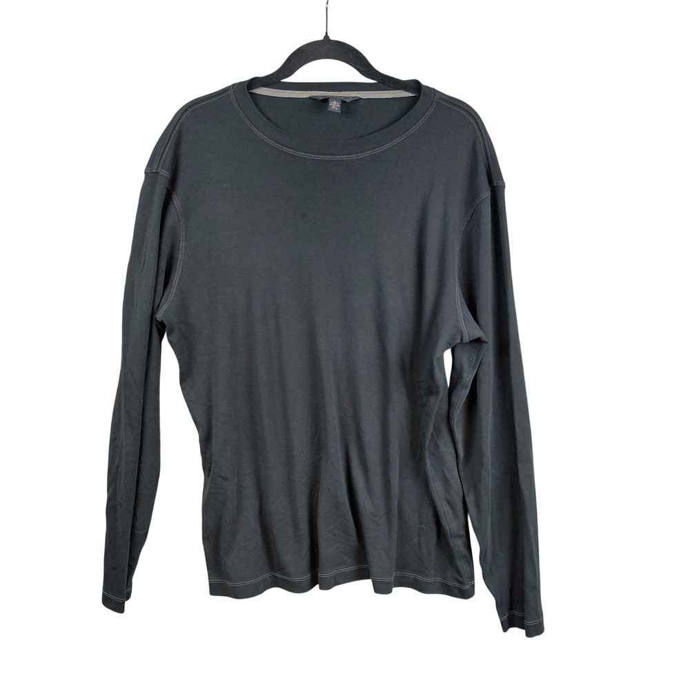 Banana Republic Mens Pima Cotton Long Sleeve Crewneck Tee Black Large